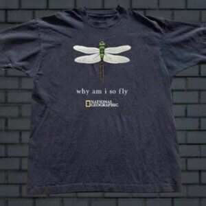 National Geographic Dragonfly Graphic Tee “Why Am I So Fly” Funny Nature T Shirt